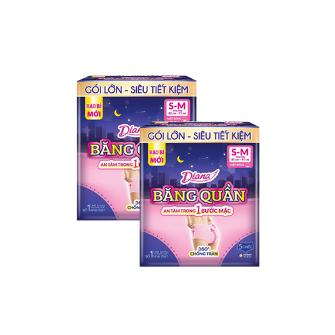 Combo 2 gói Băng vệ sinh dạng quần Diana Sensi size S-M (5 miếng)