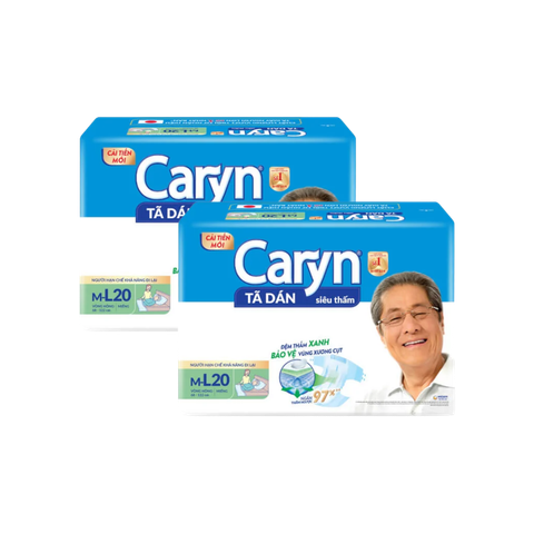 Combo 2 gói Tã dán cho người lớn Caryn siêu thấm size ML 20 miếng