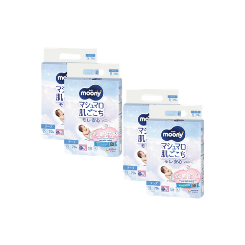 Combo 4 gói Tã Moony Xanh Dán S-70 (4 - 8 kg)