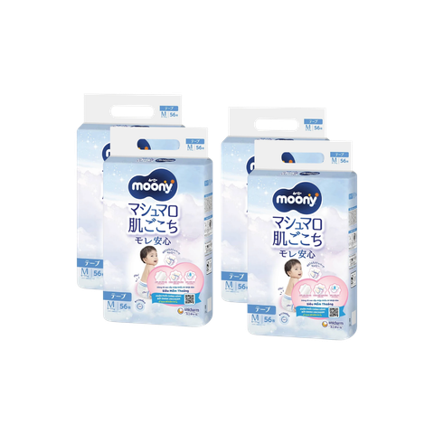 Combo 4 gói Tã Moony Xanh Dán M-56 (6 - 11 kg)