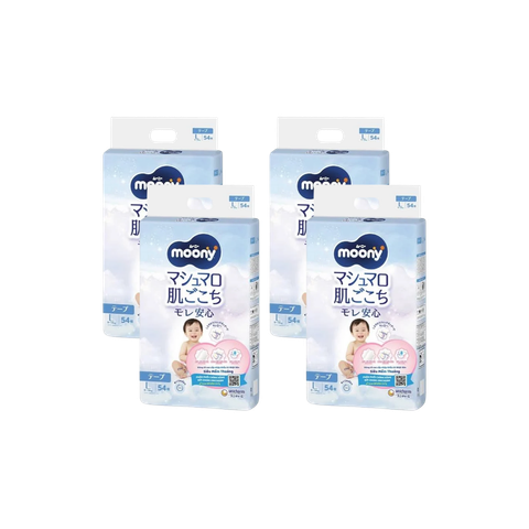 Combo 4 gói Tã Moony Xanh Dán L-54  (9 - 14 kg)