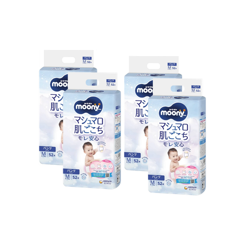 Combo 4 gói Tã Moony Xanh Quần M-52 (6 - 12 kg)