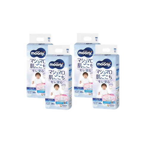 Combo 4 gói Tã Moony Xanh Quần XL-38 (12 - 22 kg)