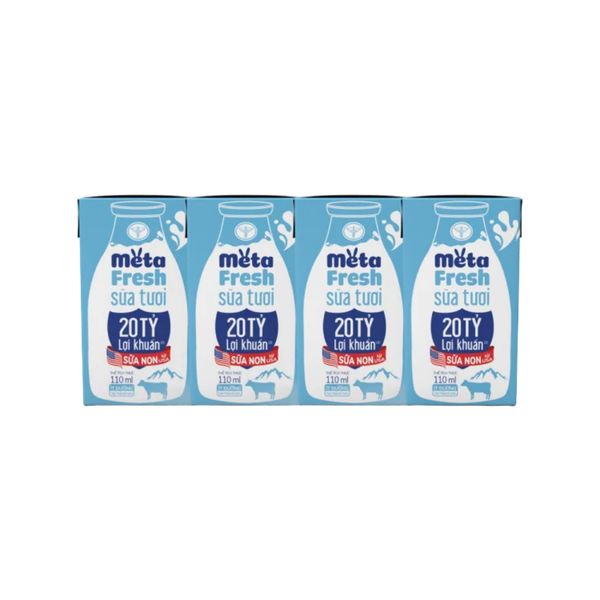 THÙNG 48 hộp Sữa tươi Meta Fresh 20 tỷ lợi khuẩn 110ml (Nutricare)