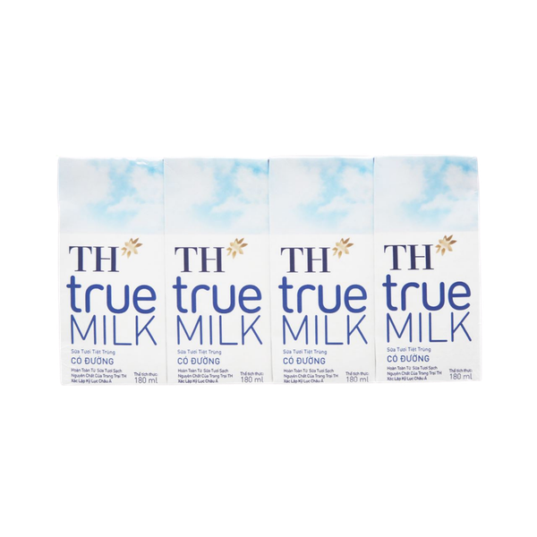 Sữa tươi tiệt trùng TH True Milk có đường 180ml (lốc 4 hộp)
