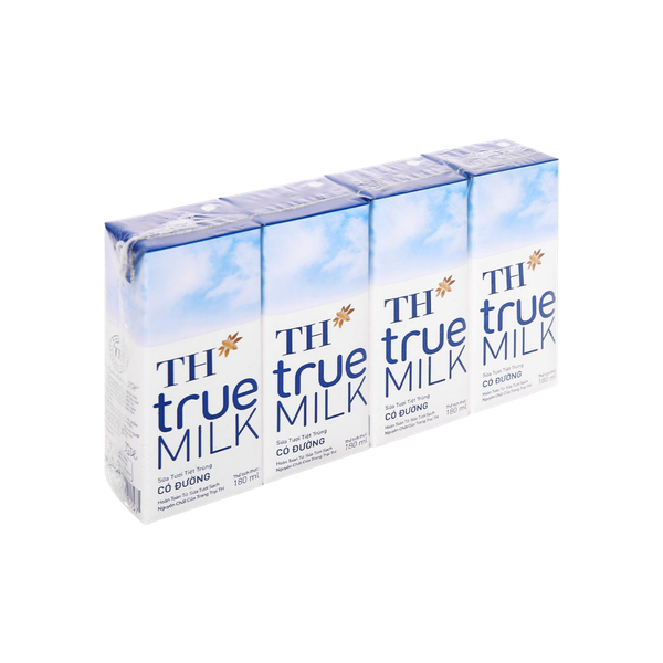 Sữa tươi tiệt trùng TH True Milk có đường 180ml (lốc 4 hộp)