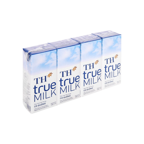 Sữa tươi tiệt trùng TH True Milk có đường 180ml (lốc 4 hộp)