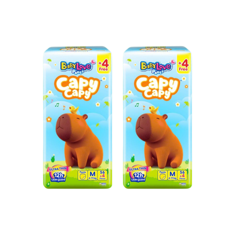 Combo 2 bịch Tã quần BabyLove Capycapy M-56+4 (6 - 11 kg)