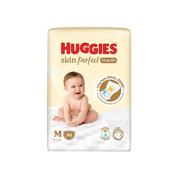 Tã Quần Huggies Skin Perfect Mega Jumbo M-98 (6 - 11 Kg) combo 3 gói tặng bàn đồ chơi đa năng