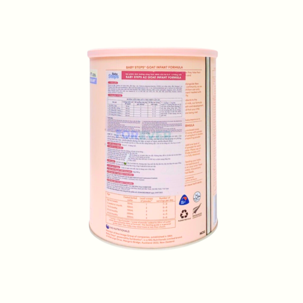 Combo 2 lon Sữa dê Baby Steps số 1 (900g) cho bé từ 0-6 tháng tuổi