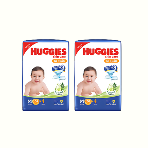 Combo 2 gói Tã Quần Huggies SkinCare Mega Jumbo M-102 (6 - 11 Kg)