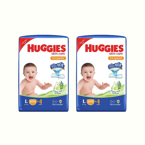 Combo 2 gói Tã Quần Huggies SkinCare Mega Jumbo L-100 (9 - 14 Kg)