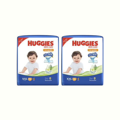 Combo 2 gói Tã Quần Huggies SkinCare Mega Jumbo XXL-76 (15-25 Kg)