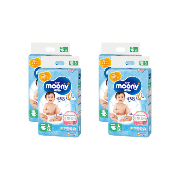 Combo 4 gói Tã Moony Xanh Dán L-54  (9 - 14 kg)