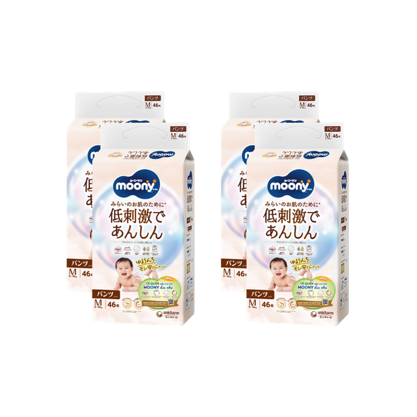 Combo 4 gói Tã Moony Natural Quần M-46 (5 - 10 kg, mẫu mới)