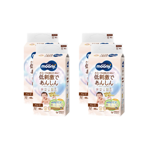 Combo 4 gói Tã Moony Natural Quần M-46 (5 - 10 kg, mẫu mới)
