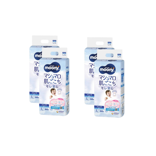 Combo 4 gói Tã Moony Xanh Quần L-44 (9 - 14 kg)