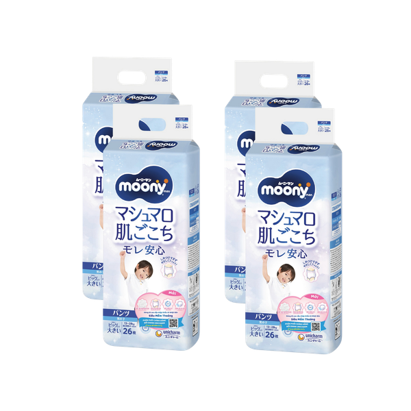 Combo 4 gói Tã Moony Xanh Quần XXL-26 (13 - 28 kg)