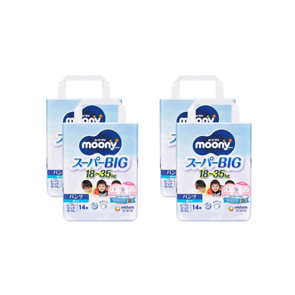 Combo 4 gói Tã Moony Xanh Quần XXXL-14 (18-35 kg)