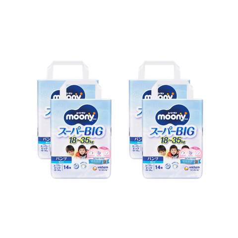 Combo 4 gói Tã Moony Xanh Quần XXXL-14 (18-35 kg)