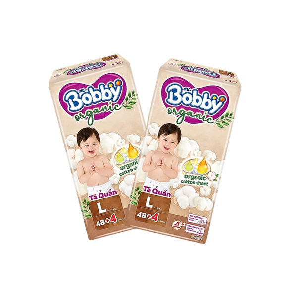 Combo 2 gói Tã quần Bobby Organic ngày L-48+4 (9-13 kg)