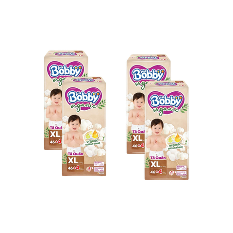 Combo 4 gói Tã quần Bobby Organic ngày XL-46+4 (12-17 kg)