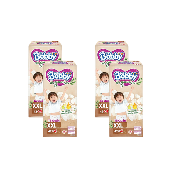 Combo 4 gói Tã quần Bobby Organic ngày XXL-42+4 (15-25 kg)