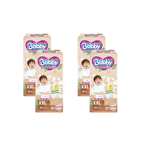 Combo 4 gói Tã quần Bobby Organic ngày XXL-42+4 (15-25 kg)