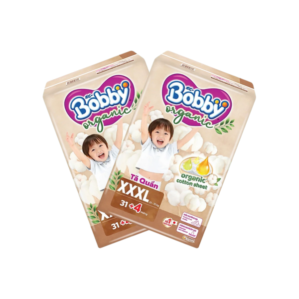 Combo 2 gói Tã quần Bobby Organic ngày 3XL-31+4 (6 - 11 kg)