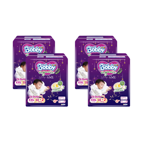 Combo 4 gói Tã quần Bobby Organic đêm XXL-22+2 (6 - 11 kg)
