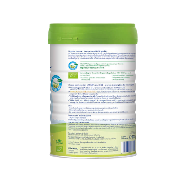 Sữa HiPP Organic Combiotic số 1 800g (0-6 tháng tuổi)