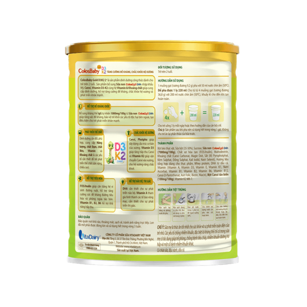Sữa ColosBaby D3K2 2+ (800g) cho bé từ 2 tuổi