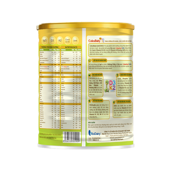 Sữa ColosBaby D3K2 2+ (800g) cho bé từ 2 tuổi