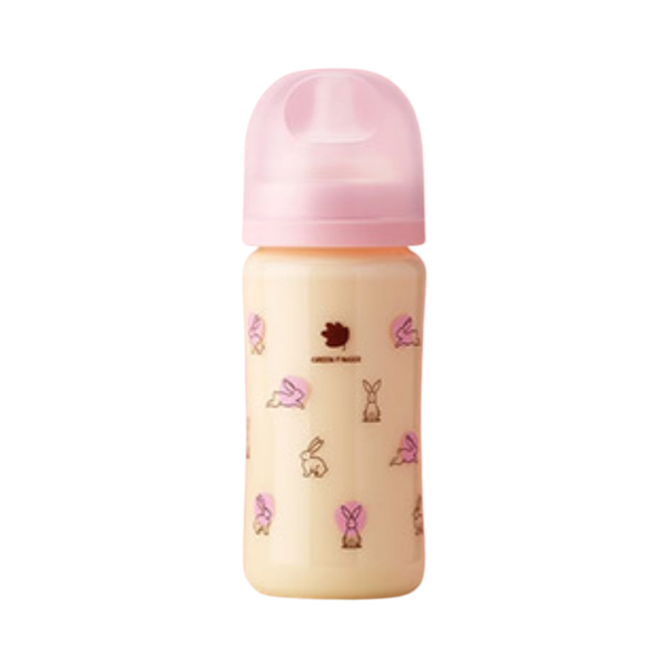 Bình sữa Greenfinger Pure Baby chất liệu nhựa PA họa tiết thỏ hồng 280ml