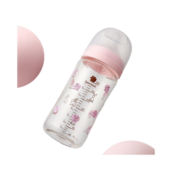 Bình sữa Greenfinger Pure Baby chất liệu nhựa PA họa tiết thỏ hồng 280ml