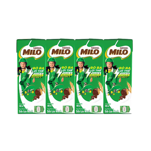 Sữa ca cao lúa mạch Nestle Milo 180ml (lốc 4 hộp)