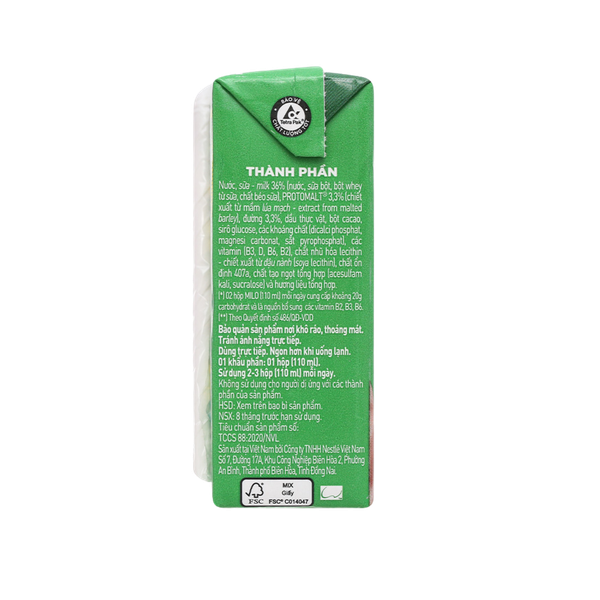 Sữa ca cao lúa mạch Nestle Milo 110ml (lốc 4 hộp)