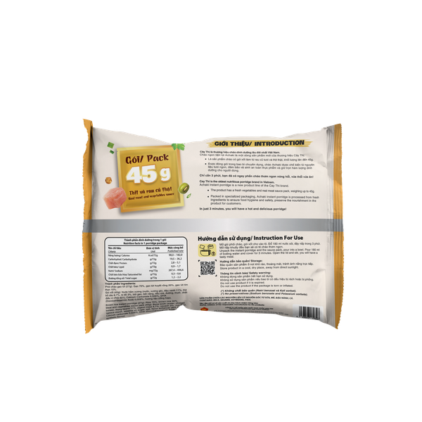 Cháo Achaki gạo lứt bồ câu Cây thị 72g