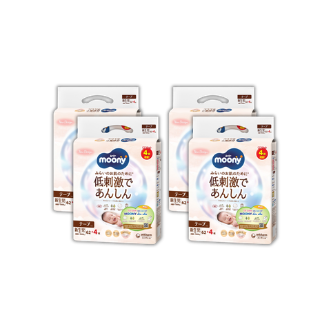 Combo 4 gói Tã Moony Natural Dán NB-62 (< 5 kg)