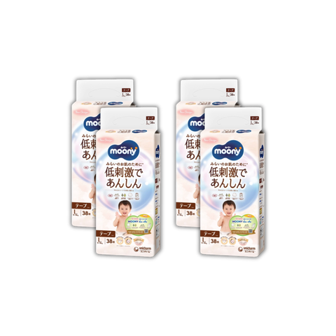 Combo 4 gói Tã Moony Natural Dán L-38  (9  -14 Kg)