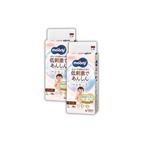Combo 2 gói Tã Moony Natural Dán L-38  (9  -14 Kg)