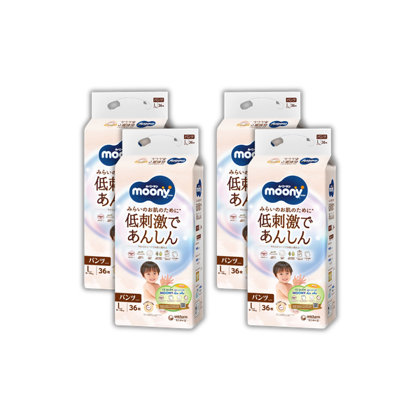 Combo 4 gói Tã Moony Natural Quần L-36 (9 - 14 kg)