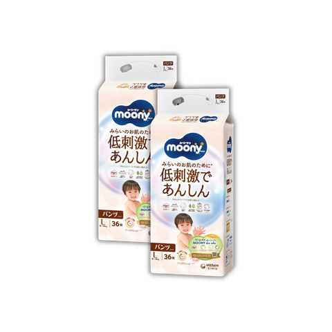 Combo 2 gói Tã Moony Natural Quần L-36 (9 - 14 kg)