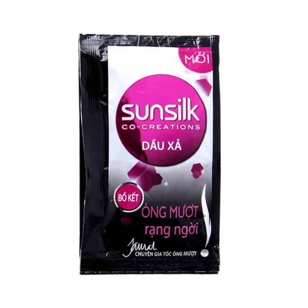 SUNSILK Dầu xả óng mượt rạng ngời đen (dây 10 gói)