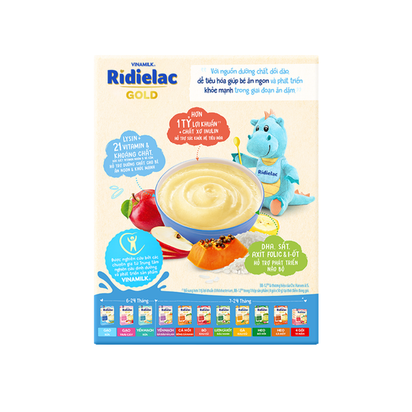 Bột ăn dặm Ridielac Gold 4 gói vị ngọt 200g (6-24 tháng)