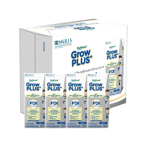 Sữa BPS Nutifood GrowPLUS+ bạc 180ml hỗ trợ tăng chiều cao (lốc 4 hộp, thùng 6 lốc)