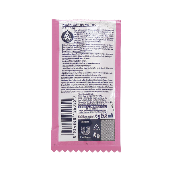 DOVE Kem xả ngăn gãy rụng tóc (dây 10 gói)