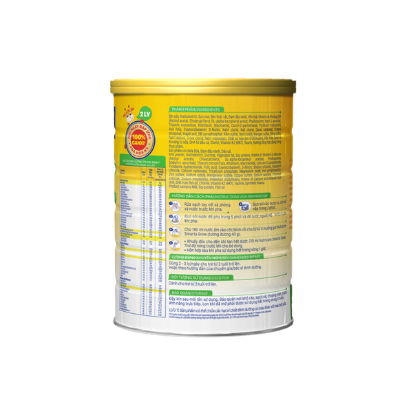 Sữa bột Nutricare Smarta Grow 850gr 1-10 tuổi (phát triển chiều cao, trí não)