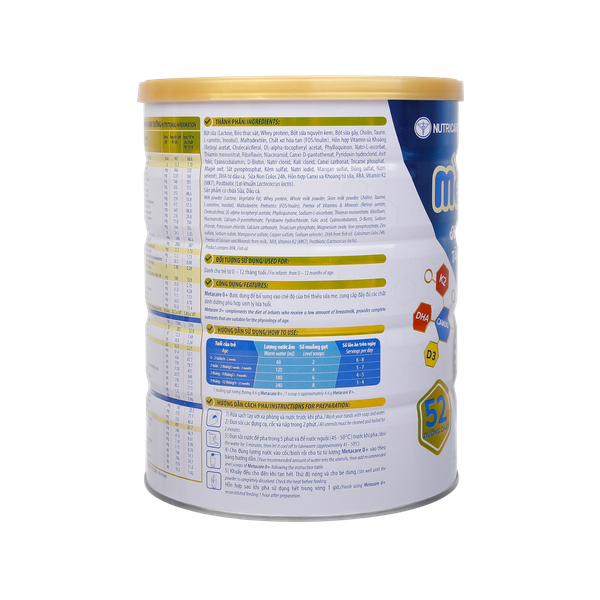 Sữa bột Nutricare Metacare 800g 0+ (phát triển toàn diện)