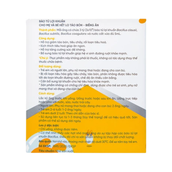 LiveSpo Preg-mom 3 tỷ bào tử lợi khuẩn cho mẹ và bé, hết lo táo bón, biếng ăn (hộp 20 ống)